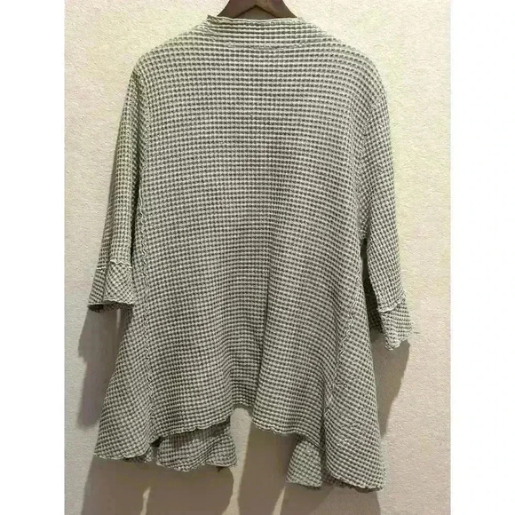 Denim & Roses Womens Waffle Swing Jacket Open Front Gray Lagenlook Layer - Picture 2 of 10